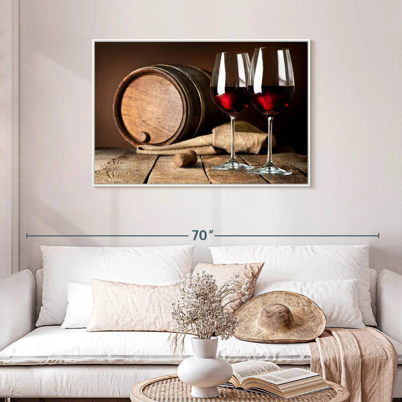 Verres à vin rétro, Cadre flottant blanc, 43 po x 29 po