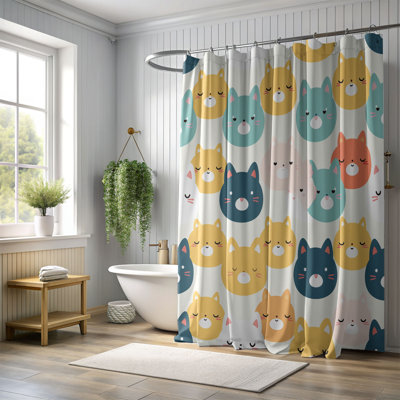 Cute Kitty Motifs - Rideau de douche standard 1 pièce