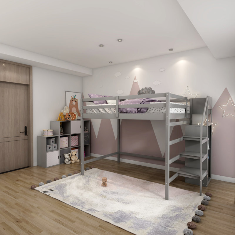 Jaleiya Kids Full Loft Bed, Gray