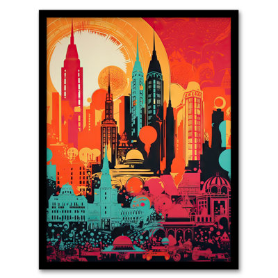 Alexius Abstract New York City Cityscape Work Sunrise Bright - Single Picture Frame Print