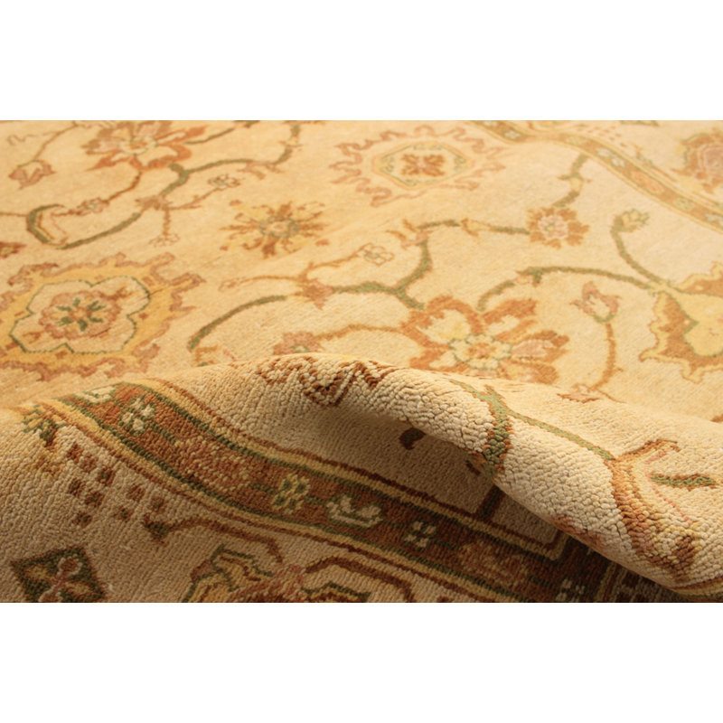 Tapis unique en laine noué à la main style Chobi des années 2010 de 4 pi 1 po x 6 pi 1 po brun clair Quincella