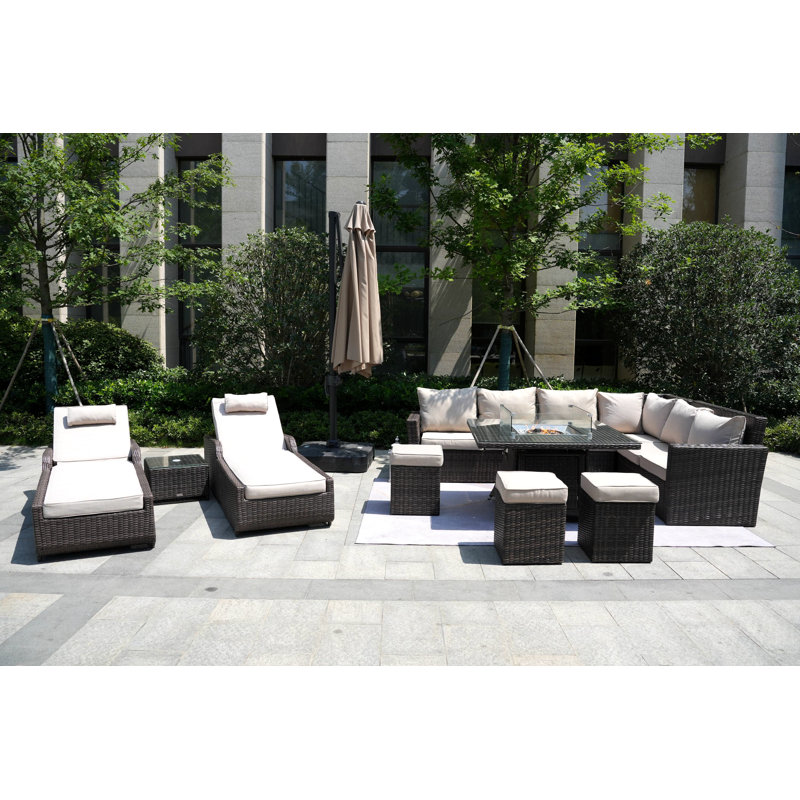 11 - Person Patio Conversation Set with Cushions