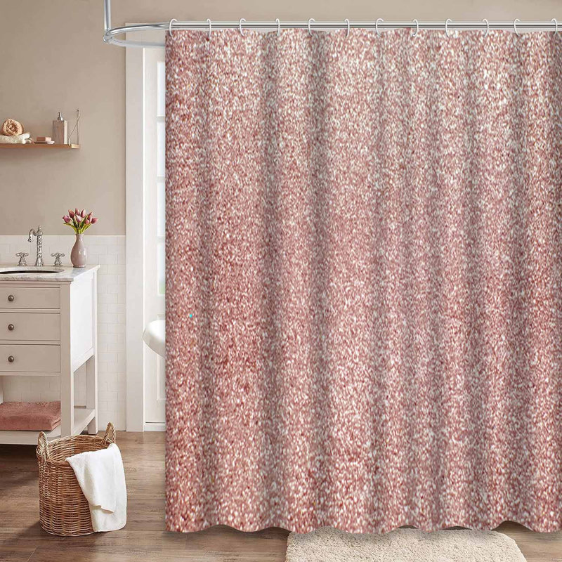 Rideau de douche rose avec 12 crochets, L 72 po x l 72 po