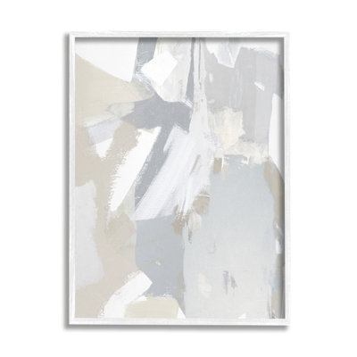 Collage abstrait gris encadré sur bois