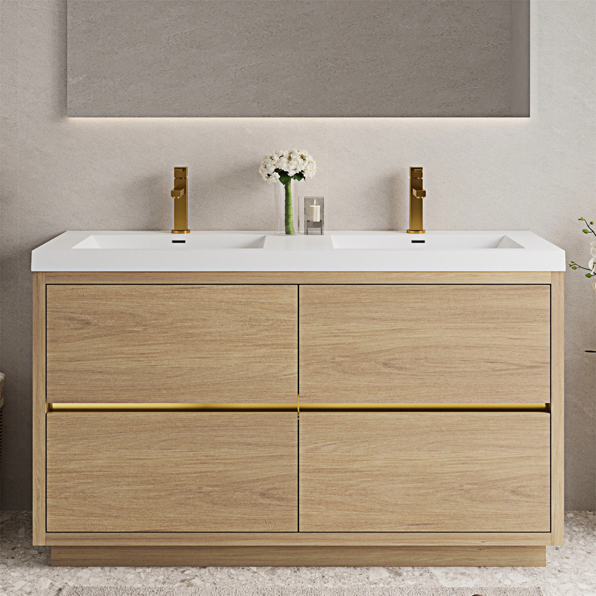 Latitude Run® 72" Freestanding Bathroom Vanity With Double Sinks | Wayfair