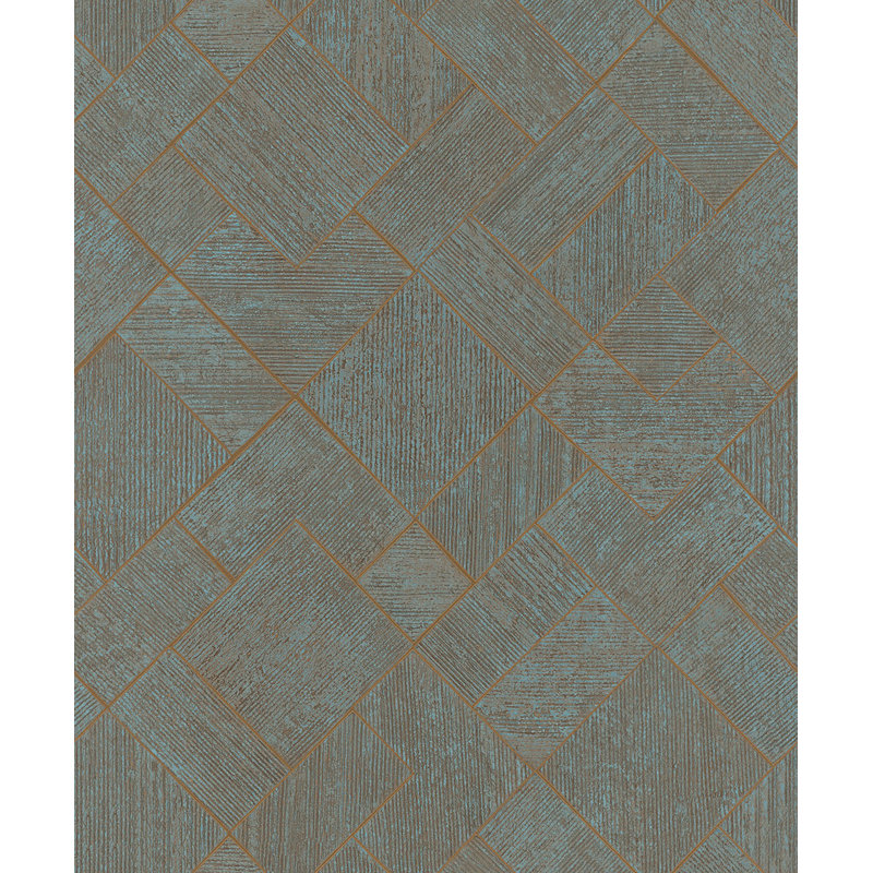 Galerie Odyssey Wood Mosaic Design Wallpaper, Blue