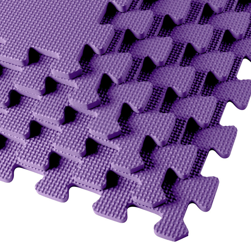Purple EVA Foam Interlocking Gym Floor Tiles, 24" x 24", 6-Pack