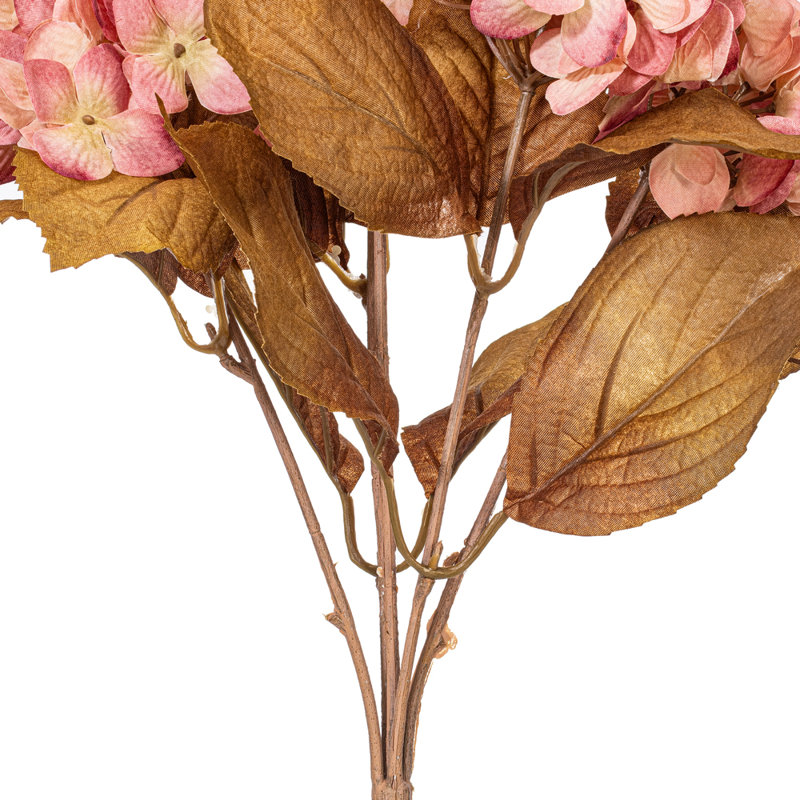 Vickerman 16.5" Artificial Yellow/Brown Hydrangea Bush 2/Bag. Recommended for indoor use., Pink