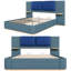 Grand lit plateforme tapissier avec tablettes de rangement, cadre de lit à panneau en tissu avec coins arrondis doux et tête de lit rembourrée en polyuréthane, aucun sommier tapissier nécessaire, capacité de 600 lb-1670281733-1670281731