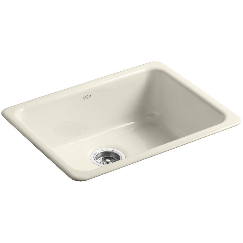 IronTones 24.25" L x 19" W x 8" Dual Mount Kitchen Sink, Almond