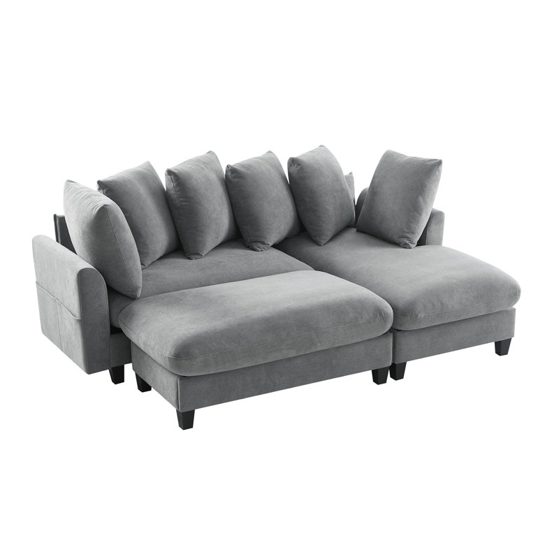 83" Sectional Sofa L-Shaped Sofa Upholstered Sectional Sofa With Ample Storage Space, Gray Chenille