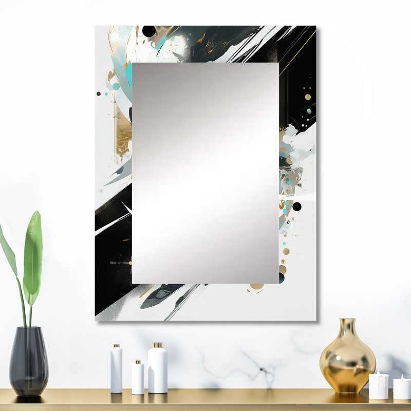 Vert blanc blanc cubiste kaléidoscope II - grand miroir mural cubique, art moderne unique, 32 po x 24 po