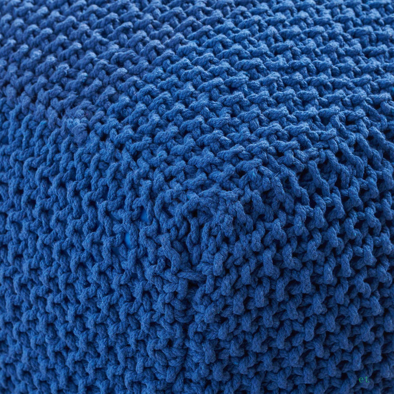 Pouf en coton Hollis, Coton bleu marine