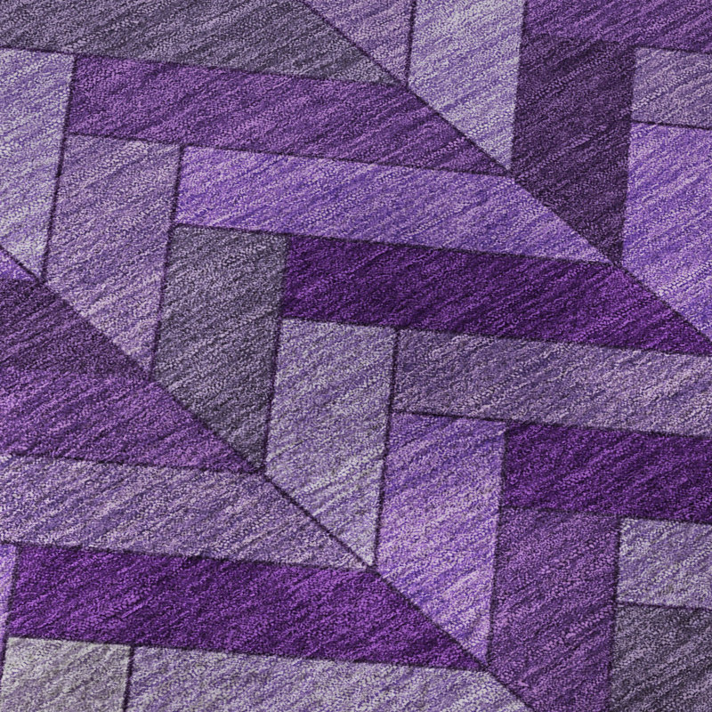 Tapis géométrique de qualité supérieure lavable à la machine Mayfield AMF2296, Mauve, 10 pi x 14 pi