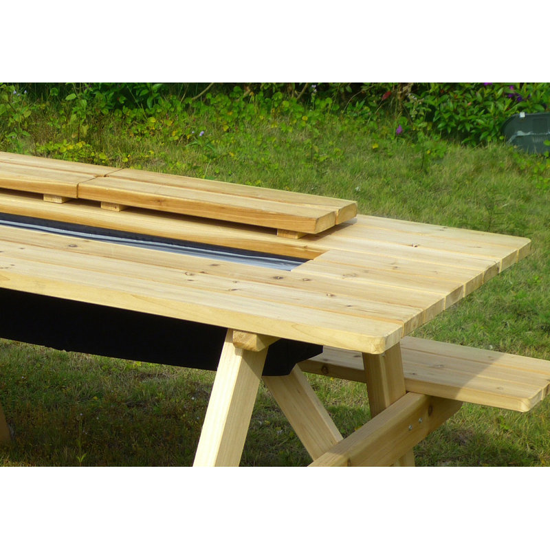 Natural Canadian Hemlock 6-Person Outdoor Picnic Table with Built-in Cooler