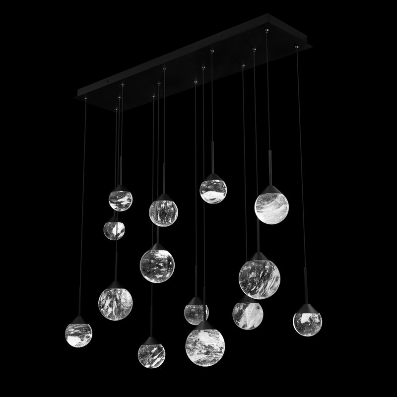 Quest 14 Light Crystal LED Multi-Light Pendant, Black