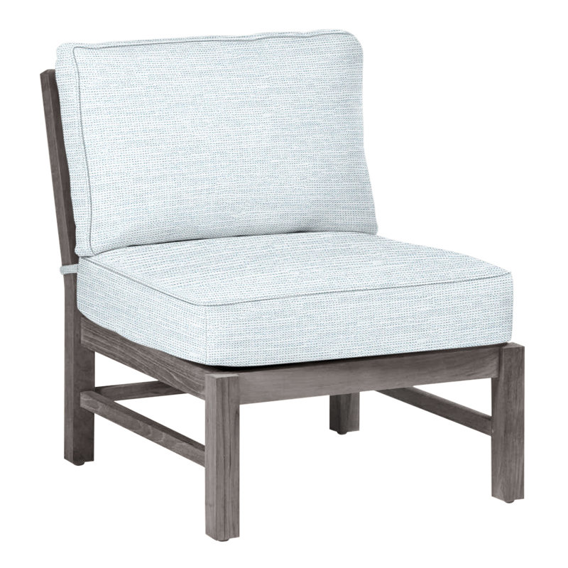 Club Teak Sectional Slipper Chair, Oyster Teak, Welt, Paper Sky