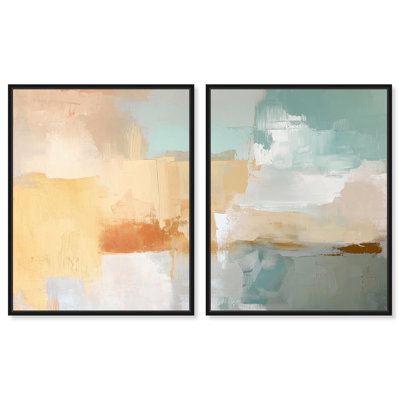 Ensemble de 2 reproductions d'art texturées «Mute Melody II» par Art Remedy