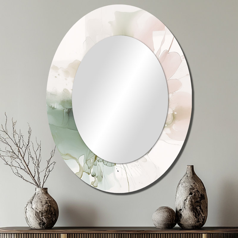 Miroir mural moderne vert et crème Essence Of Modernity I, 40 po x 30 po