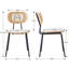 Modern Rattan Dining Chairs Upholstered Faux Leather Dining Room Chairs with Rattan Backrests and Metal Legs Armless Kitchen Chairs for Dining Room-1742314288
