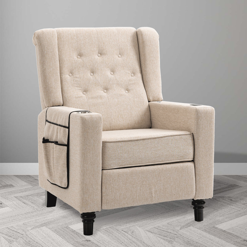 Fauteuil inclinable manuel 29,13 po de largeur Danesia, Mélange de lin kaki