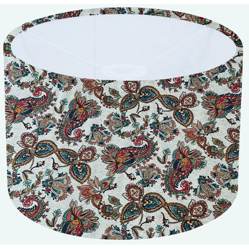 Drum Cotton Lamp Shade ( Screw On ) in Brown and Cream, 17.5cm H x 20cm W x 20cm D
