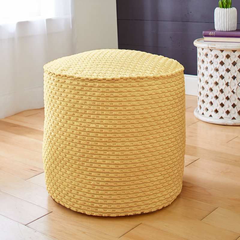 Santagata Upholstered Pouf, Becklee Mustard Corduroy