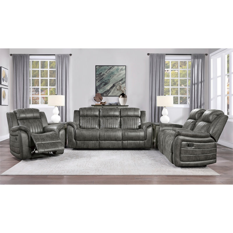Speidel Reclining Loveseat with Console, Gray Microfiber/Microsuede
