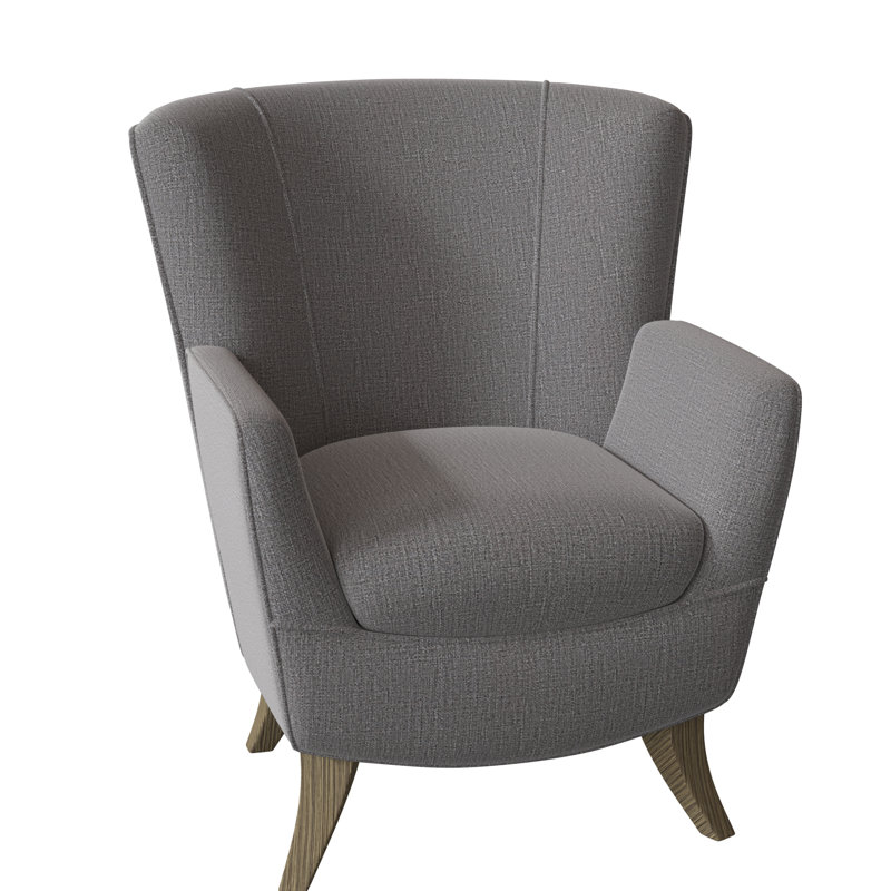 Fauteuil capitonné de 29,25 po de largeur Bethany, Tissu performance floral bleu lagon, Bouleau couleur miel