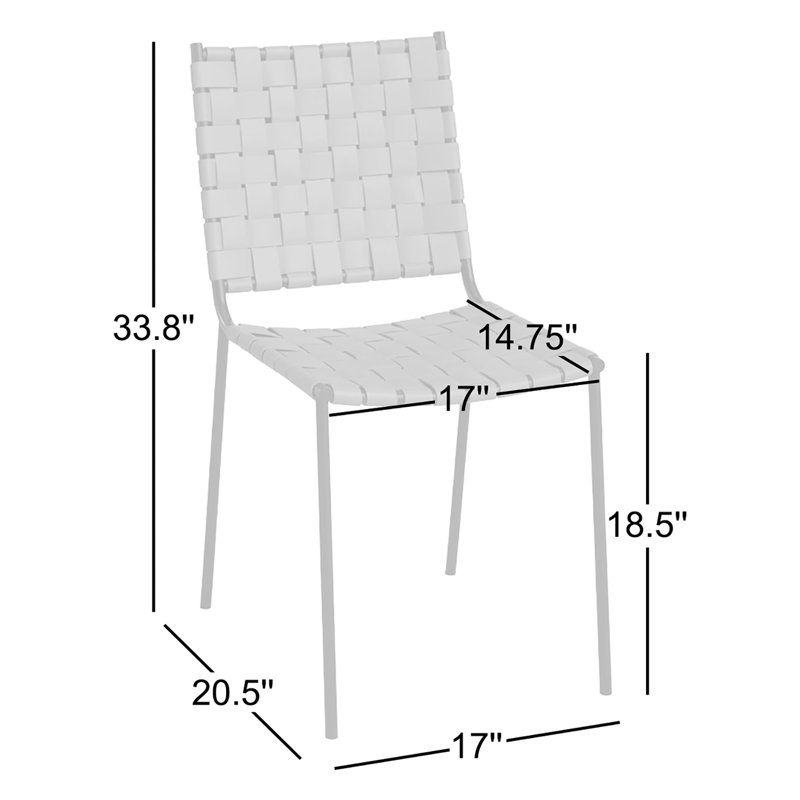 Chaise d'appoint rembourrée Ryland, Cuir véritable blanc, Argent