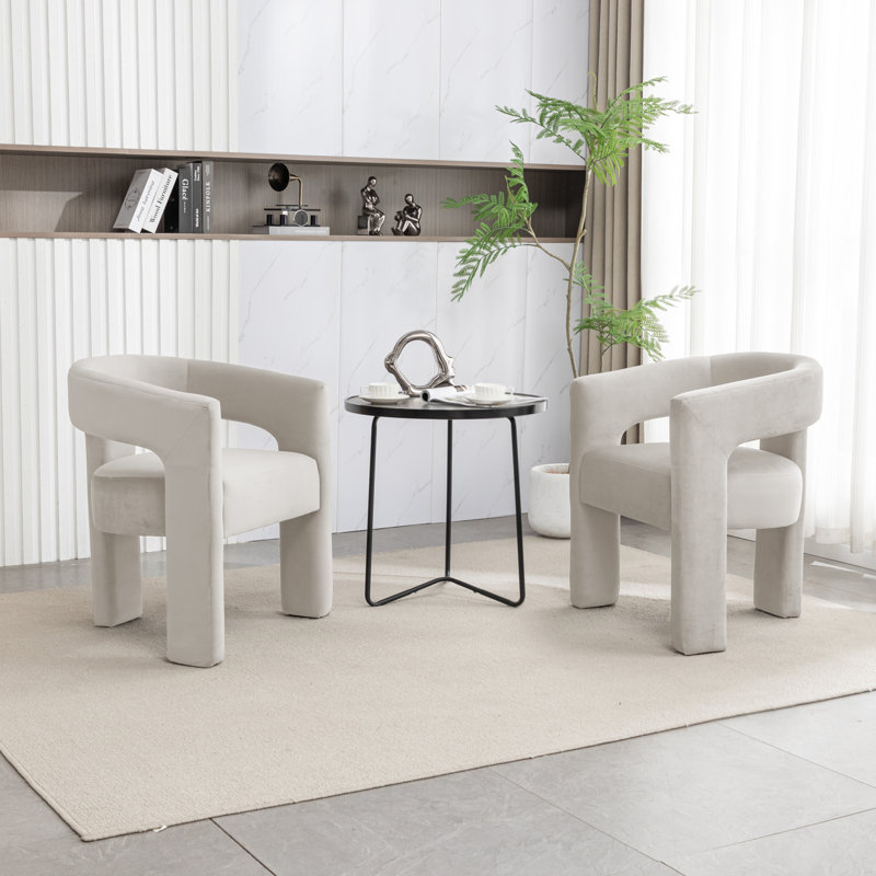 Demita 19.49'' H Tufted Velvet Upholstered Armchair, Beige