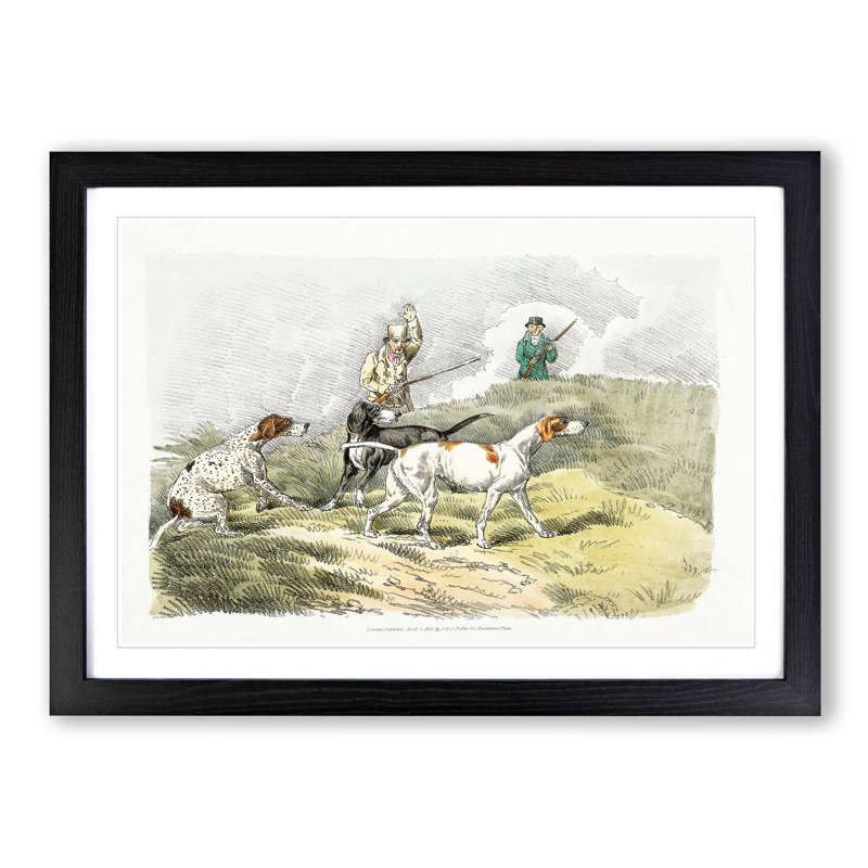 Hounds on the Lookout by Henry Alken - Picture Frame Painting Print, Black Framed, 36cm H x 48cm W x 2cm D