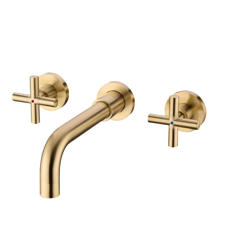 2-handle Bathroom Faucet with Drain Assembly, Brushed Gold, Yes