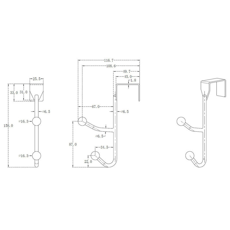 Over the Door Coat Rack, Matte Nickel