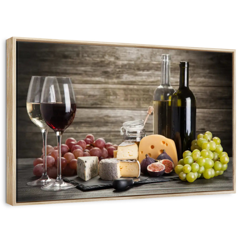 Accords mets et vins, Cadre flottant en bois naturel, 43 po x 29 po
