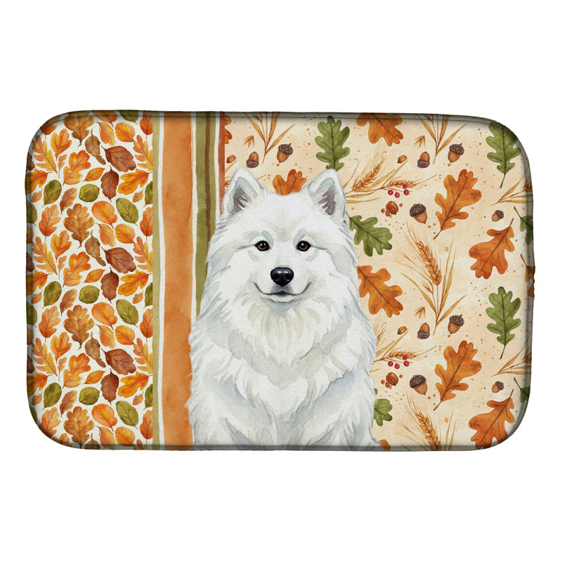 White Samoyed Heirloom Fall Dish Drying Mat