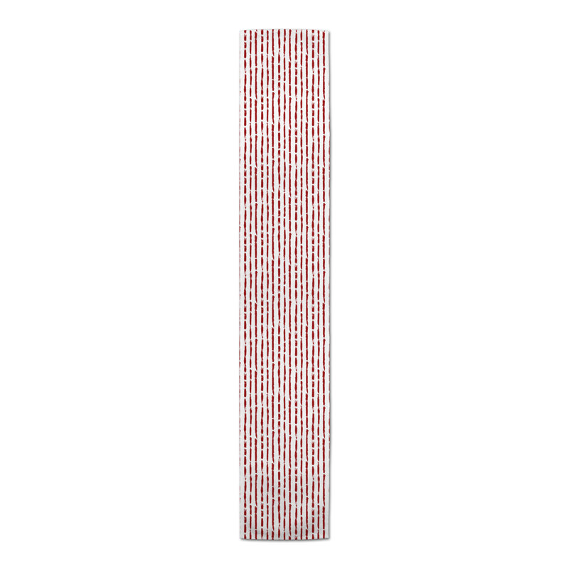 Conswella Rectangle Striped Polyester Table Runner, 16" D x 90" L, Red