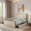 Lit moderne en métal avec tête de lit tapissier courbée et rangement sous le lit-115634697-115634698