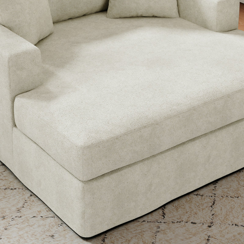Méridienne surdimensionnée en chenille et canapé-lit rembourré, Beige