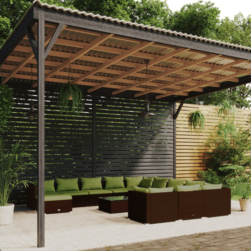 Ensemble modulaire de patio 23,6 po de large avec coussins, Rouge cannelle, Brun