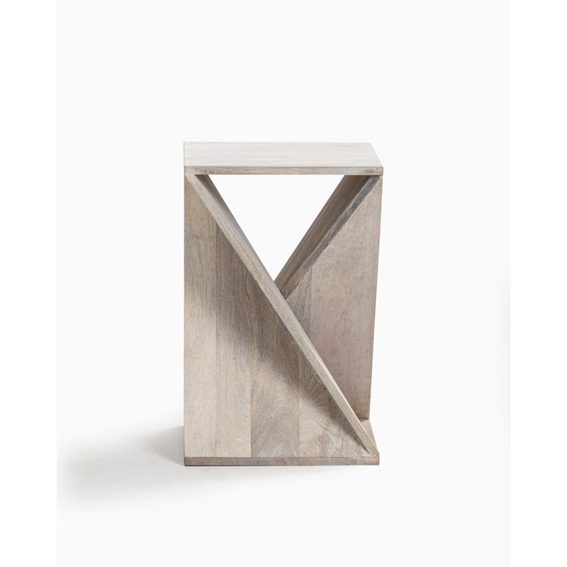 Caelah Solid Wood End Table, White Wood/White