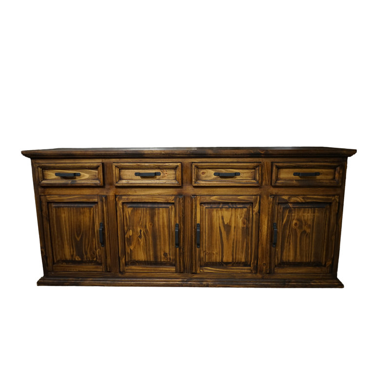 Rustic Sierra 77.5" Solid Wood Sideboard Buffet, Dark