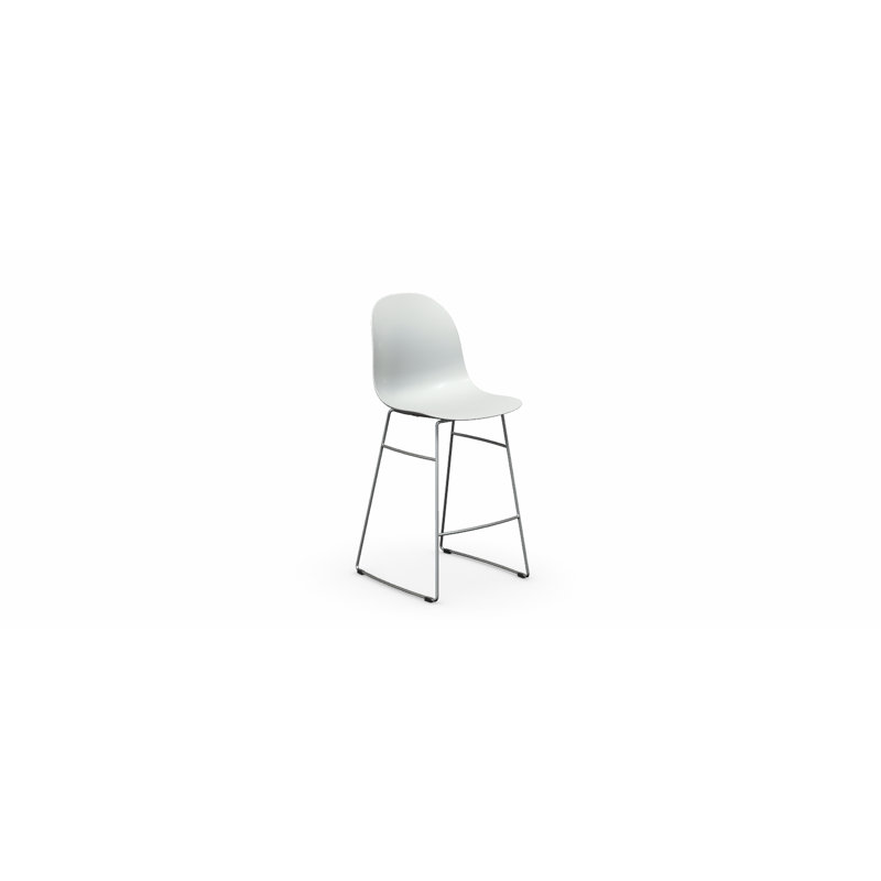 Academy Counter Stool with Chromed Frame, Matte Optic White, Counter Stool (25.59" Seat Height)