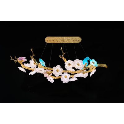 Lustre en forme de branche d'arbre en verre