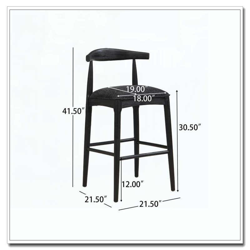 Wood Frame Barstool, Black Seat/ Black Frame