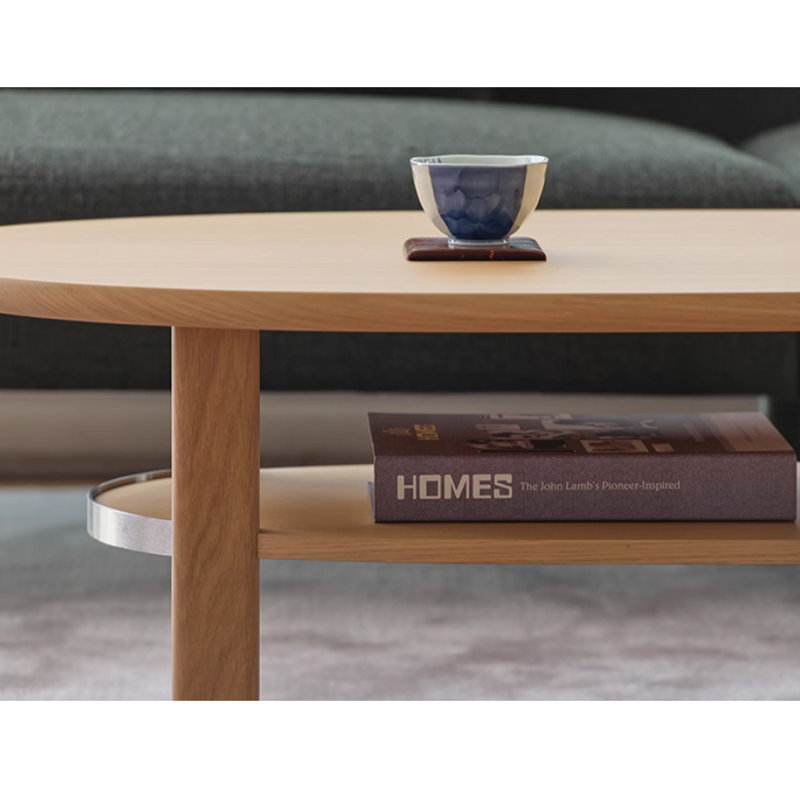 Table basse ovale avec détails en métal, Burlywood
