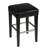 Genuine Leather Black Counter Stool, Solid Wood Frame