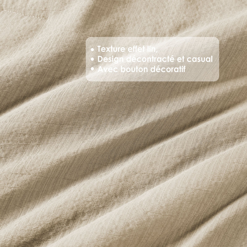 Ensemble d'édredon réversible texturé 3 pièces Lina, Double/Grand, Naturel, 3