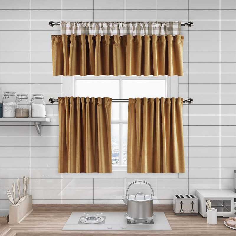 Soft Touch Velvet Kitchen Valance, 100 W x 60 D cm, Dijon