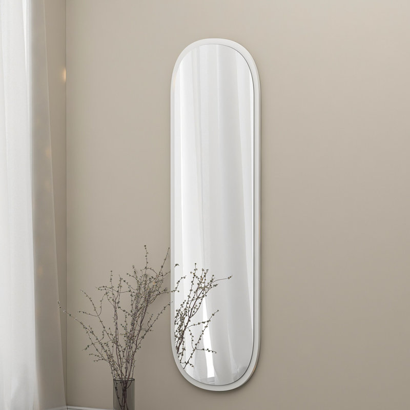 Modern Wall Mirror, 47.2 x 15.7 x 0.9 inches | 100% MDF with Ecological Flotal-E Mirror | Elegant White Finish | Ideal for Home Decor, Bathrooms, & Entryways | Easy to Fix to Wall for Stylish Space Enhancement